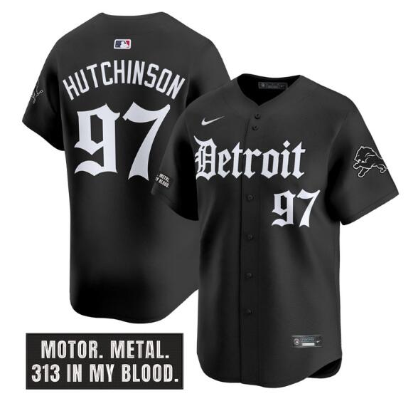 Men's Detroit Lions #97 Aidan Hutchinson Black 'Motor Gothic Edition' Vapor Premier Limited Stitched Jersey Men's Detroit Lions #97 Aidan Hutchinson Black 'Motor Gothic Edition' Vapor Premier Limited Stitched Jersey